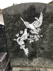 Décor colombes en lithogravure